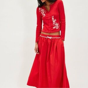 Free People Candy Cane Lane Midi Skirt Set
